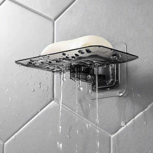 Rack No Drilling Wall Mounted Double Layer Soap Holder Soap Sponge Dish Bathroom Accessories Soap Dishes Self Adhesive